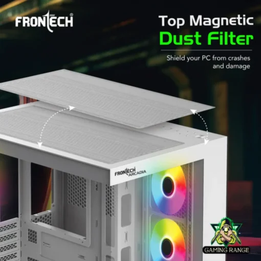 Frontech ARCADIA White Gaming Computer Case with ARGB & Tempered Glass - Image 2