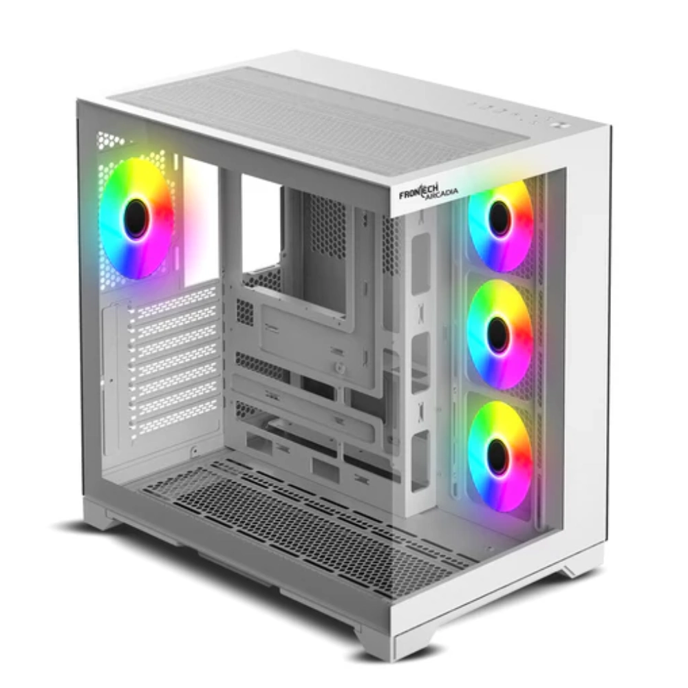 Frontech ARCADIA White Gaming Computer Case with ARGB & Tempered Glass