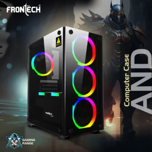Frontech And Gaming ATX Cabinet | Front & Side Glass Panel, 4x 120mm RGB Fans, USB 1.1 & USB 3.0 Ports - Image 4