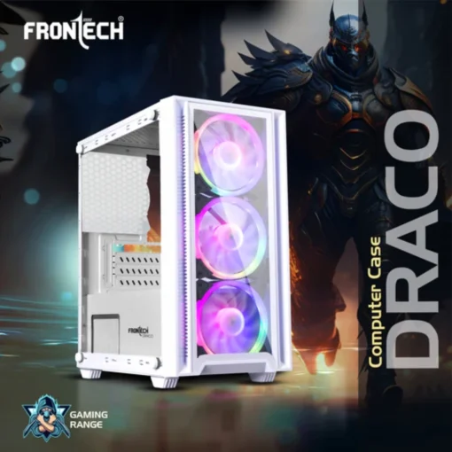 Frontech Draco Gaming ATX Cabinet | Front & Side Glass Panel, 3x 120mm RGB Fans, USB 1.1 & USB 3.0 Ports - Image 4