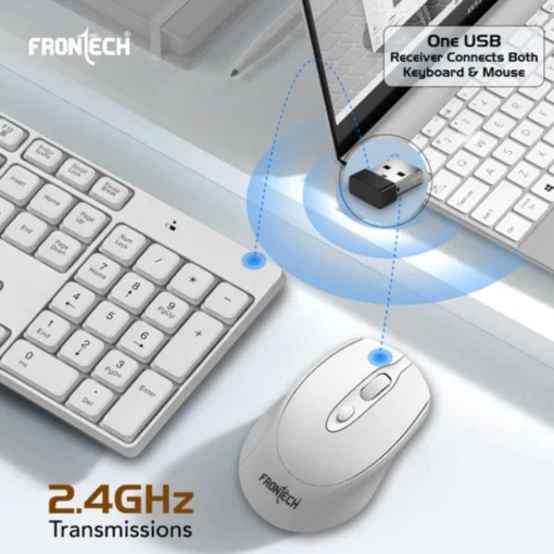 Frontech 2.4Ghz Rechargeable Wireless Keyboard and Mouse,104 Keys,1600 DPI - Image 3
