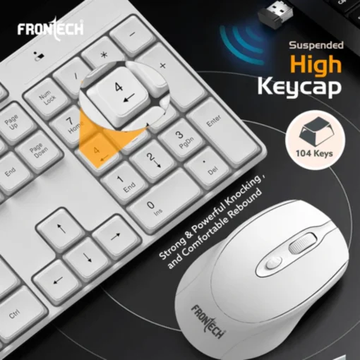 Frontech 2.4Ghz Rechargeable Wireless Keyboard and Mouse,104 Keys,1600 DPI - Image 2