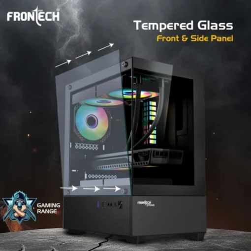 Frontech Sting Premium RGB Gaming Cabinet with Tempered Glass | High Airflow | Compact & Stylish Design - Image 3