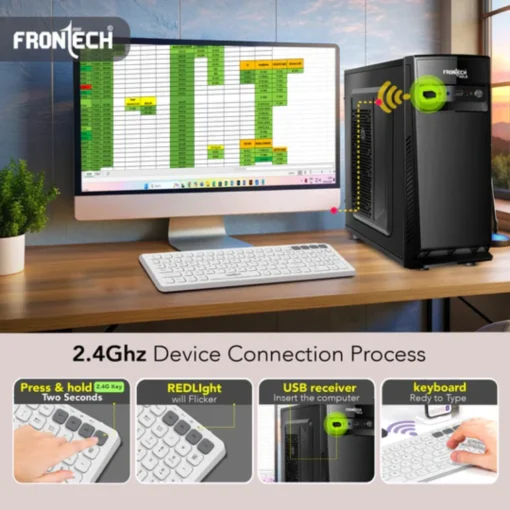 Frontech wireless keyboard & mouse combo | 2.4 GHz |Transmission with built-in rechargeable battery |Multi-Device connection  - Image 4