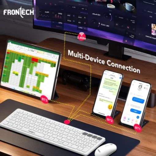 Frontech wireless keyboard & mouse combo | 2.4 GHz |Transmission with built-in rechargeable battery |Multi-Device connection  - Image 3