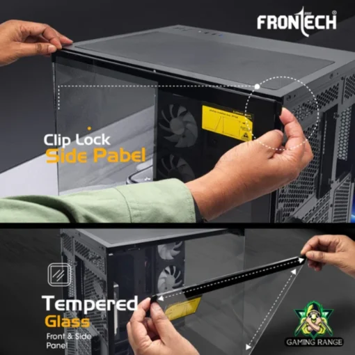 Frontech Arcadia Gaming PC Cabinet | 4 ARGB Fans, Glass Panel, USB 3.0, 2.0 - Image 3