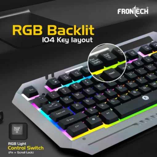 Frontech Super Design Wired RGB Backlight Effects Gaming Keyboard and Optical Mouse Combo - Image 2