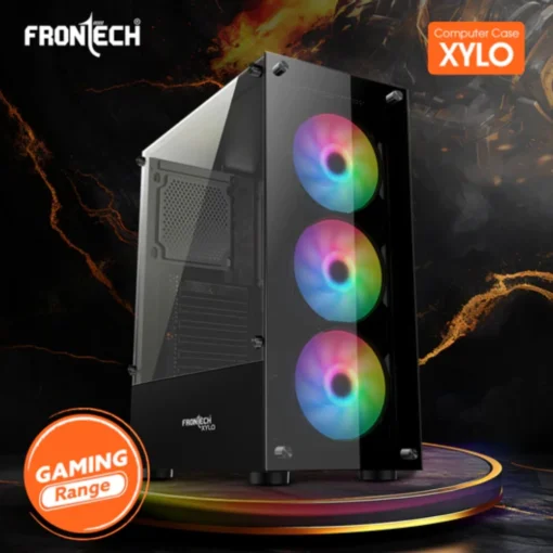 Frontech Xylo Gaming ATX Cabinet | Tempered Glass Side Panel, 3x120mm RGB Fans, 2xUSB 1.1 & USB 3.0 Ports - Image 3