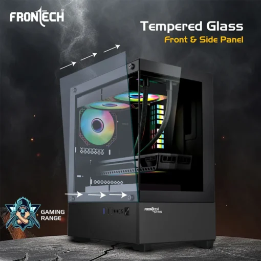Frontech Snowy FT4348 – Premium RGB Gaming Cabinet with Tempered Glass | High Airflow | Compact & Stylish Design - Image 2