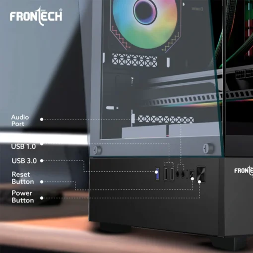 Frontech Snowy FT4348 – Premium RGB Gaming Cabinet with Tempered Glass | High Airflow | Compact & Stylish Design - Image 3