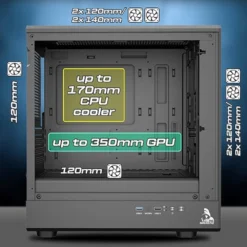 Alternative view of TAG Gamerz Starlight ARGB MATX Mid Tower Cabinet (Black)